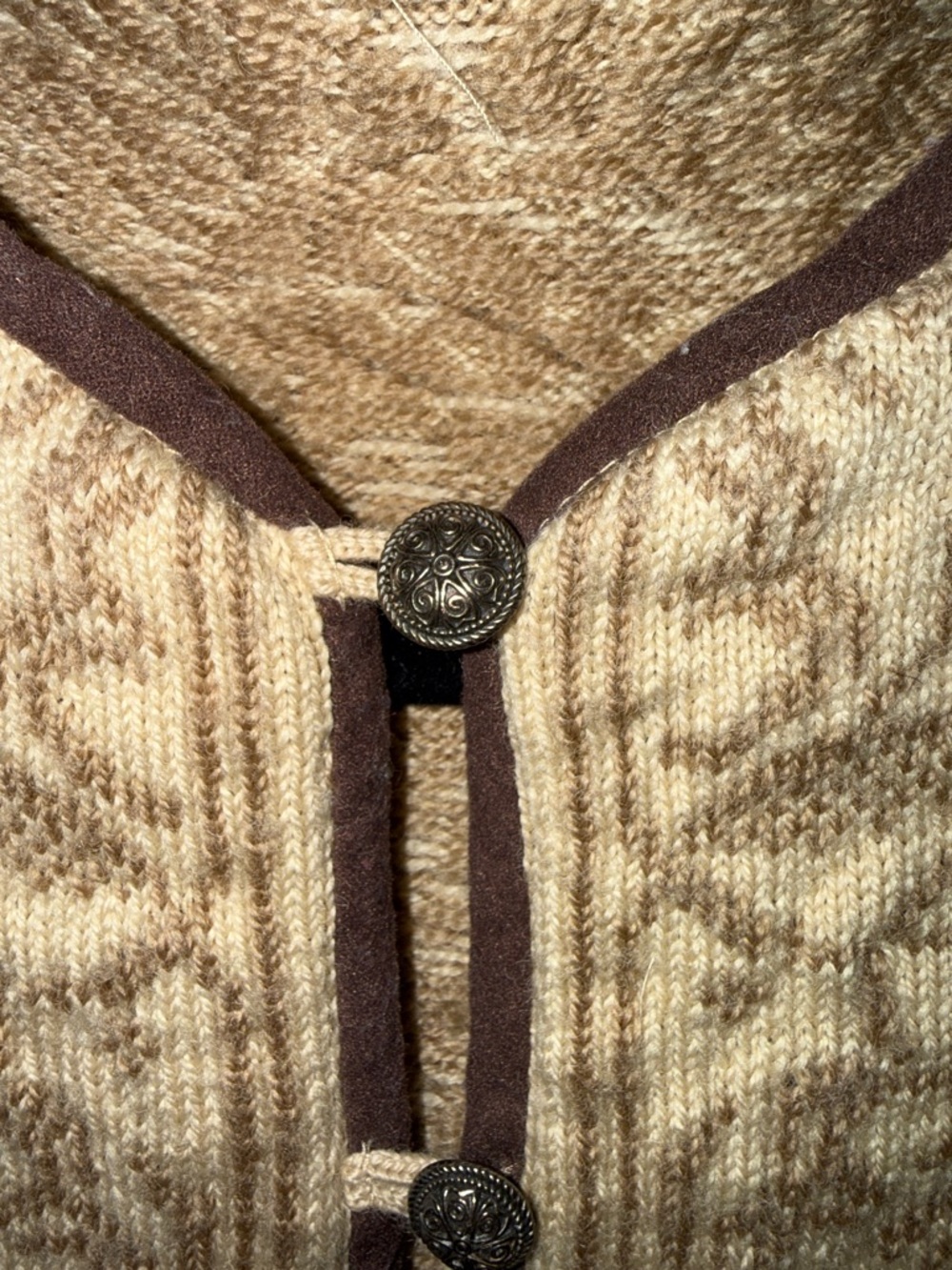 Dale of Norway Cream and Brown Patterned Wool Cardigan - Picture 2 of 8